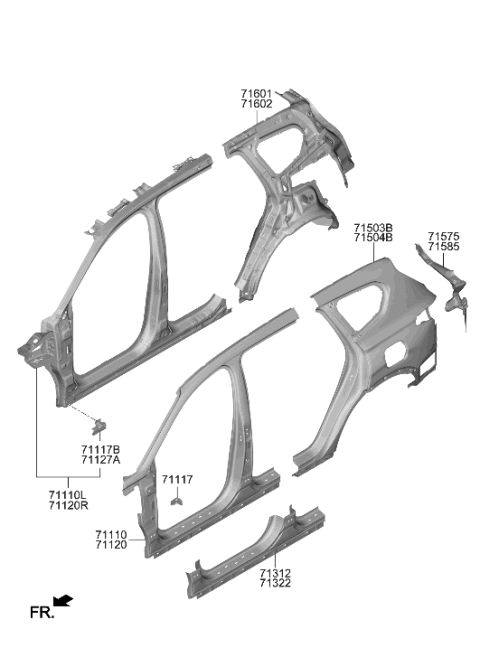 2021 Hyundai Santa Fe Side Body Panel Diagram