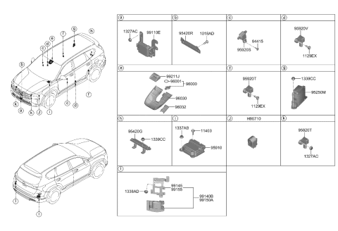 2022 Hyundai Santa Fe Unit-Front View Camera Diagram for 99211-S2500