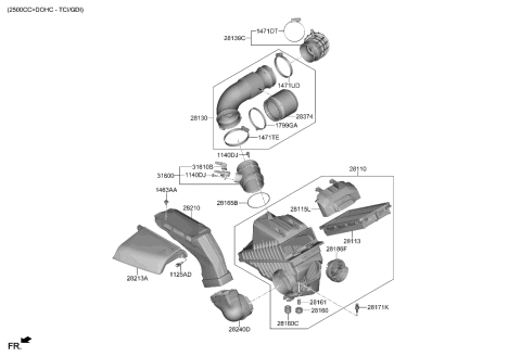 2005 Hyundai Accent Hose Assembly-Air Intake Diagram for 28130-L1200