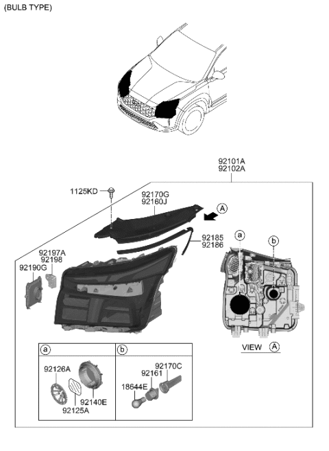 2021 Hyundai Santa Fe Head Lamp Diagram 1