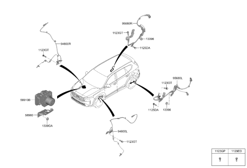 2023 Hyundai Santa Fe Sensor Assembly-Abs Rear Wheel,RH Diagram for 58960-S2AK0