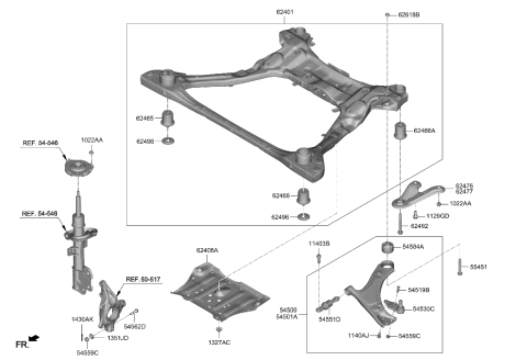 2023 Hyundai Santa Fe Front Suspension Crossmember Diagram