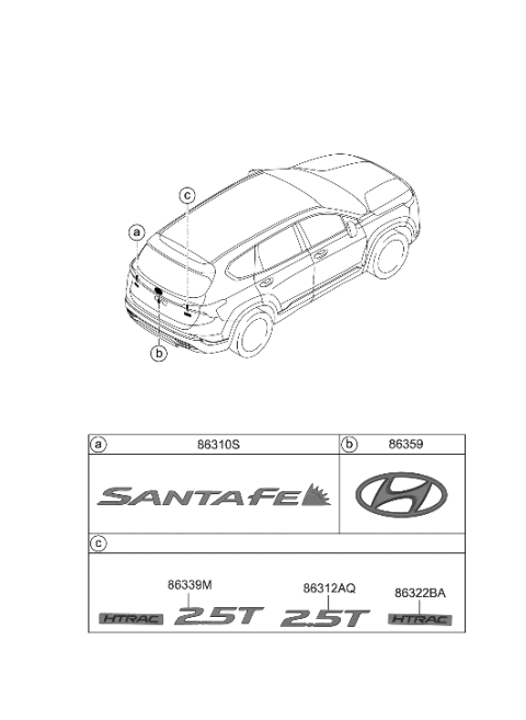 2023 Hyundai Santa Fe Emblem-HTRAC 2.5T Diagram for 86316-S2500