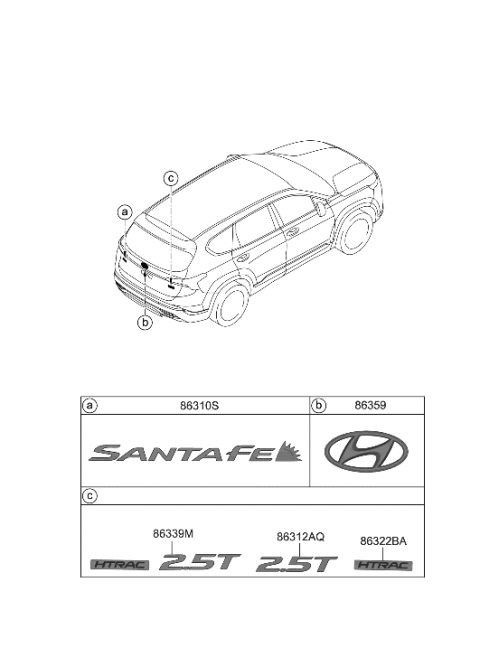 2005 Hyundai Accent Htrac Emblem Diagram for 86316-S2040