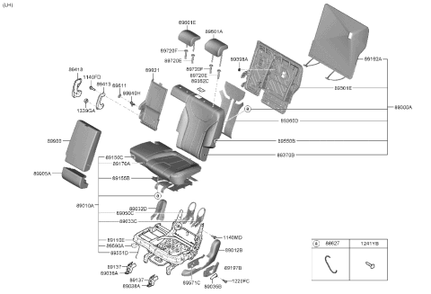 2021 Hyundai Santa Fe COVERING-RR SEAT BACK, LH Diagram for 89360-S2400-YLC