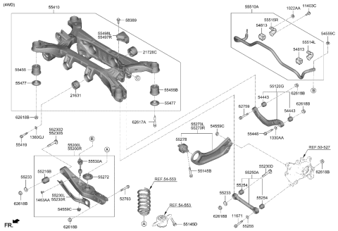 2021 Hyundai Santa Fe BAR ASSY-RR STABILIZER Diagram for 55510-R5000