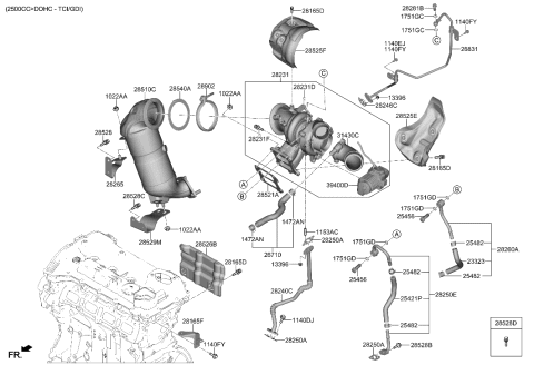 2003 Hyundai XG350 BRACKET-I/C INLET PIPE Diagram for 28227-2S010