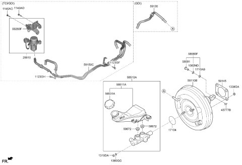 2022 Hyundai Santa Fe Brake Master Cylinder & Booster Diagram