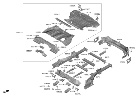 2005 Hyundai Accent Member Assembly-RR FLR INTERM CROS Diagram for 65631-S2500