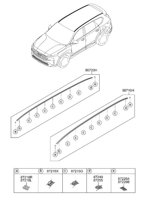 2021 Hyundai Santa Fe RR End Piece-Roof MLDG,RH Diagram for 87244-S1000