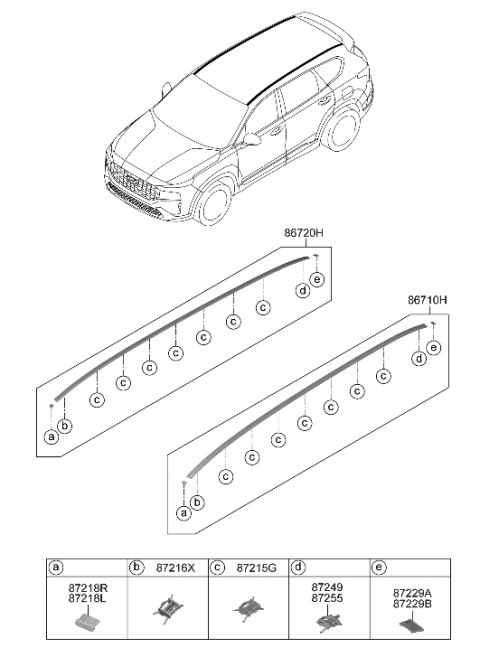 2021 Hyundai Santa Fe Moulding Assembly-Roof,RH Diagram for 87240-S1000