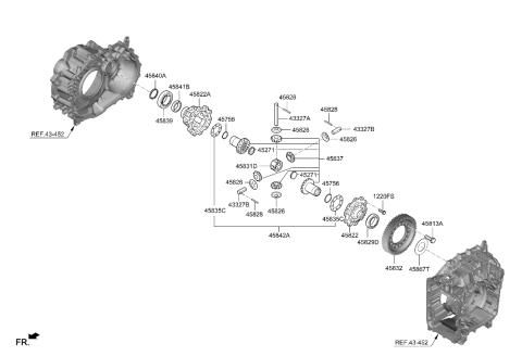 2004 Hyundai XG350 Gear Set-Differential Diagram for 45837-3B700