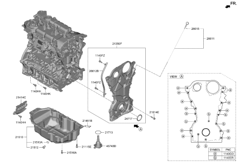 2005 Hyundai Accent Cover Assembly-Timing Chain Diagram for 21350-2S300