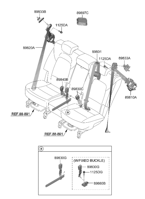 2022 Hyundai Santa Fe Rear Seat Belt Diagram