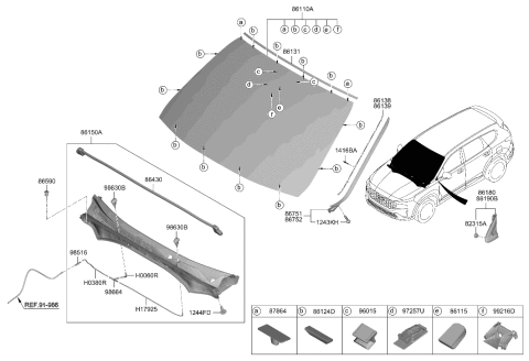 2005 Hyundai Accent W/STRIP-Hood Diagram for 86430-S1000