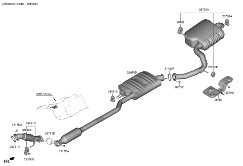 2022 Hyundai Santa Fe Muffler & Exhaust Pipe Diagram 1