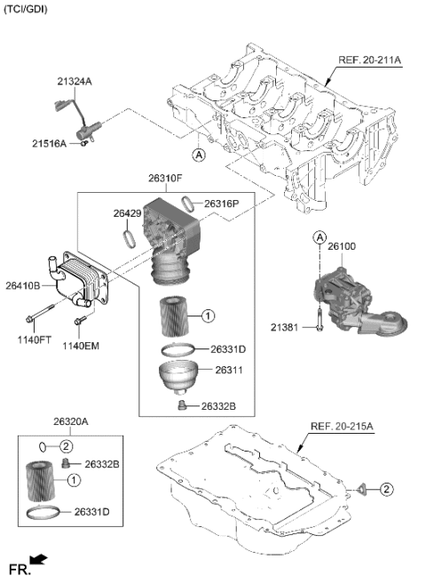 2022 Hyundai Santa Fe Front Case & Oil Filter Diagram 2