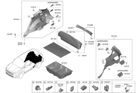 2022 Hyundai Santa Fe Board Assembly-Luggage Covering Diagram for 85715-S1300-NNB