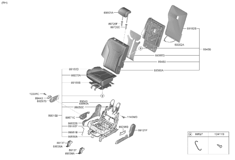 2021 Hyundai Santa Fe FRAME ASSY-RR SEAT CUSH,RH Diagram for 89600-S2410-NNB