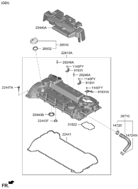 2021 Hyundai Santa Fe Rocker Cover Diagram 1