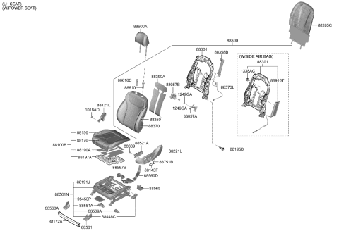 2022 Hyundai Santa Fe BACK ASSY-FR SEAT,LH Diagram for 88300-S2171-NER