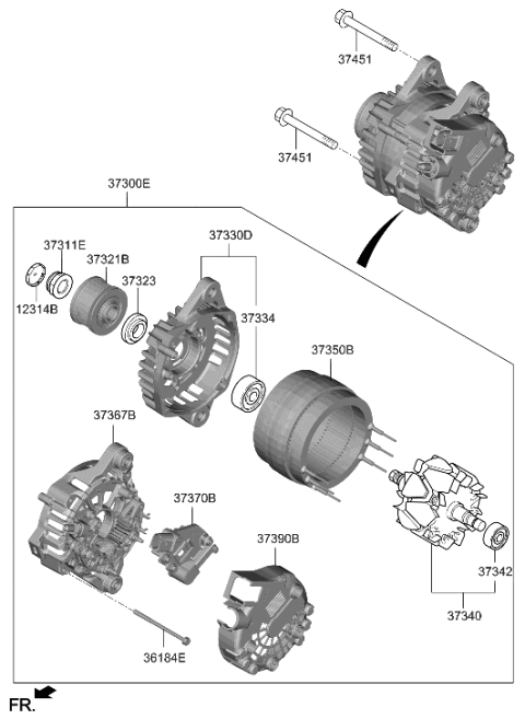 2022 Hyundai Santa Fe Alternator Assembly Diagram for 37300-2SGC1