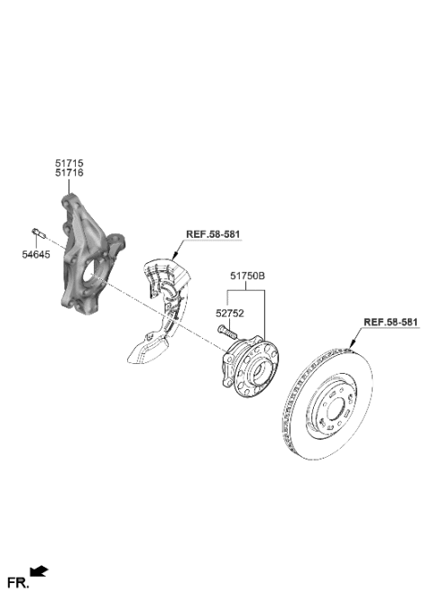 2004 Hyundai XG350 Knuckle-Front Axle,LH Diagram for 51710-S1AA0