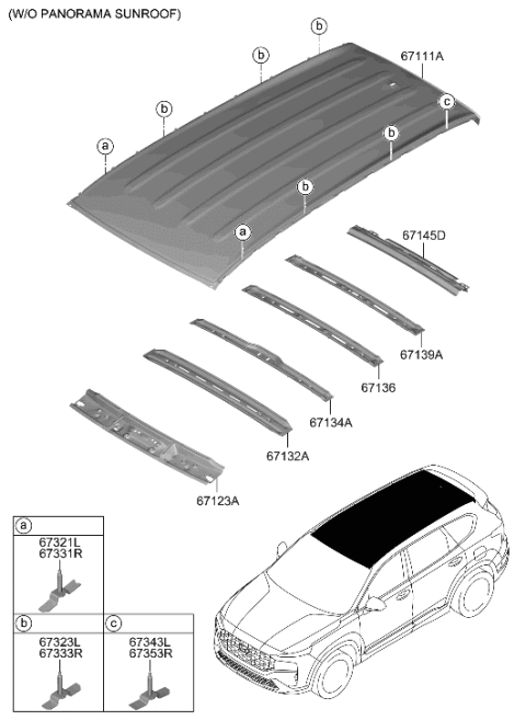 2022 Hyundai Santa Fe Roof Panel Diagram 1