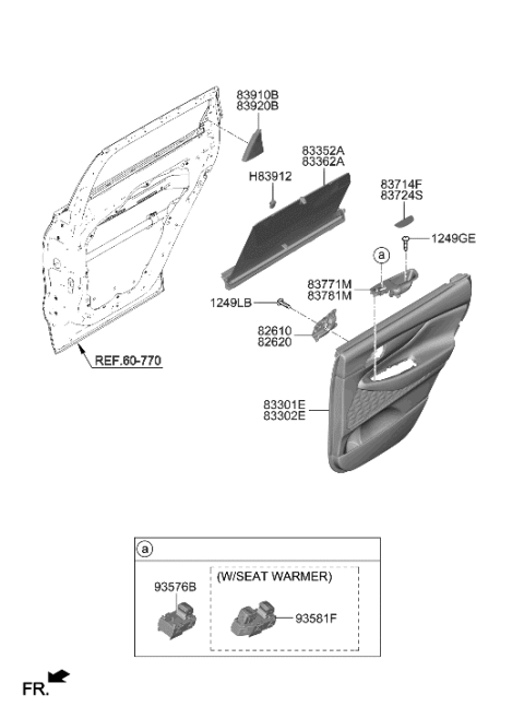 2022 Hyundai Santa Fe Panel Assembly-Rear Door Trim,RH Diagram for 83308-S2190-MMF