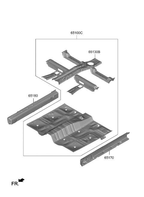 2005 Hyundai Accent Panel Assembly-Floor,Ctr Diagram for 65100-S2810
