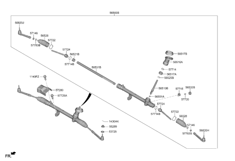 2021 Hyundai Santa Fe Pinion Assembly-Steering Gear Box Diagram for 56512-S2500