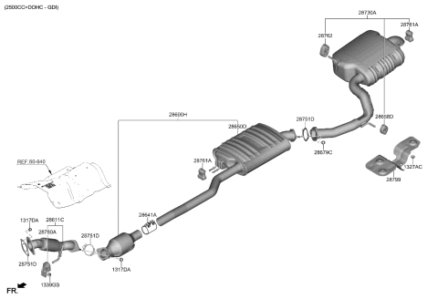 2005 Hyundai Accent Muffler Assy-Front Diagram for 28610-S2350