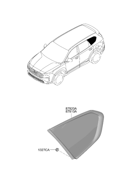 2023 Hyundai Santa Fe Glass & MOULDING Assembly-Quarter Diagram for 87820-S2000