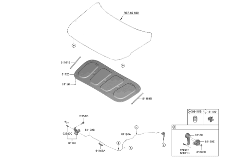 2023 Hyundai Santa Fe Cable Assembly-Hood Latch Release Diagram for 81190-S2050