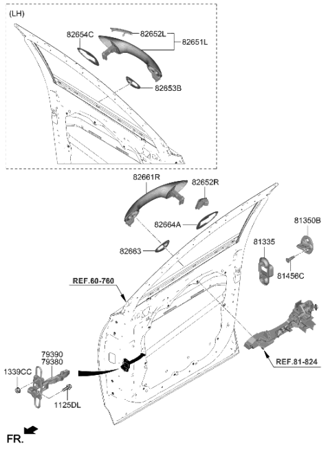 2004 Hyundai XG350 Handle Assembly-Door Outside,LH Diagram for 82650-S1750