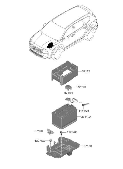 2022 Hyundai Santa Fe Tray Assembly-Battery Diagram for 37150-P2000