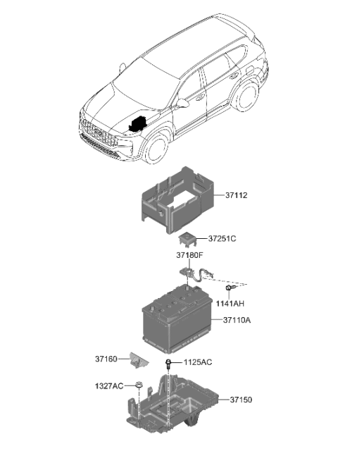 2004 Hyundai XG350 Tray Assembly-Battery Diagram for 37150-P2000