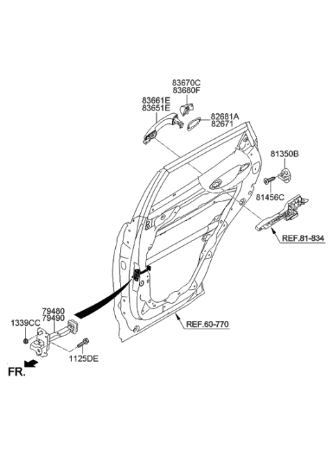 2014 Hyundai Santa Fe Sport Pad-Door Outside Handle,LH Diagram for 83654-2W000