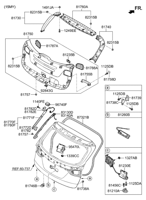 2019 Hyundai Kona Outside Handle & Lock Assembly-Trunk Lid Diagram for 81260-2W000