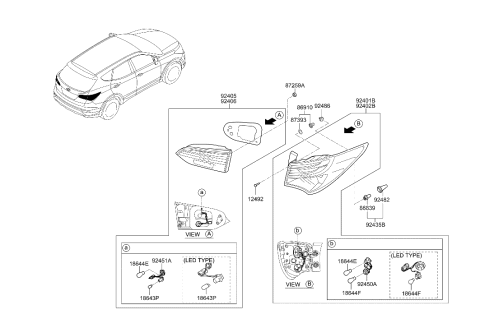 2015 Hyundai Santa Fe Sport Lamp Assembly-Rear Combination Inside,LH Diagram for 92405-4Z000