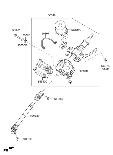 2013 Hyundai Santa Fe Sport Column & Housing Assembly Diagram for 56390-4Z910