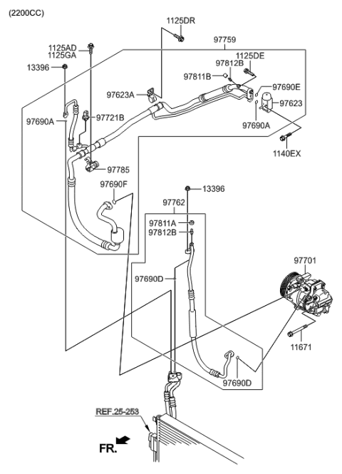 2013 Hyundai Santa Fe Sport Air conditioning System-Cooler Line Diagram 1