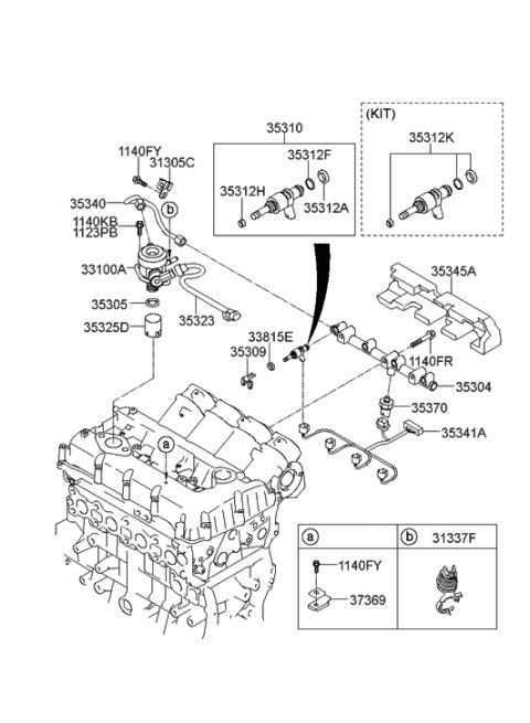 2015 Hyundai Santa Fe Sport Throttle Body & Injector Diagram 1