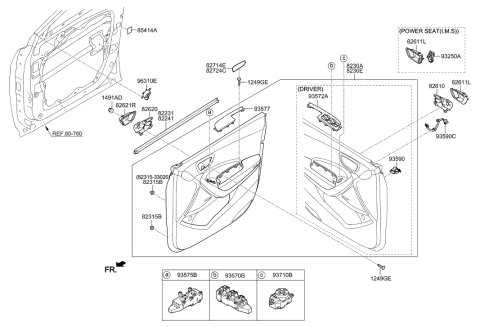 2019 Hyundai Sonata Tweeter Speaker Assembly Diagram for 96310-4Z200