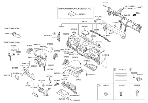 2013 Hyundai Santa Fe Sport Tray-Center Facia Panel Diagram for 84745-4Z000-NBC