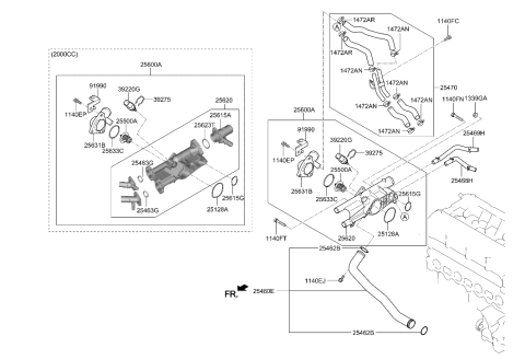 2019 Hyundai Kona Case-Thermostat Diagram for 25620-2G540