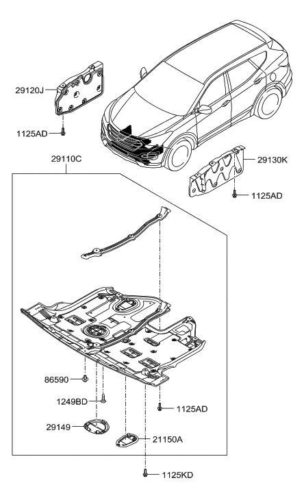 2013 Hyundai Santa Fe Sport Panel-Side Cover,RH Diagram for 29120-2W000