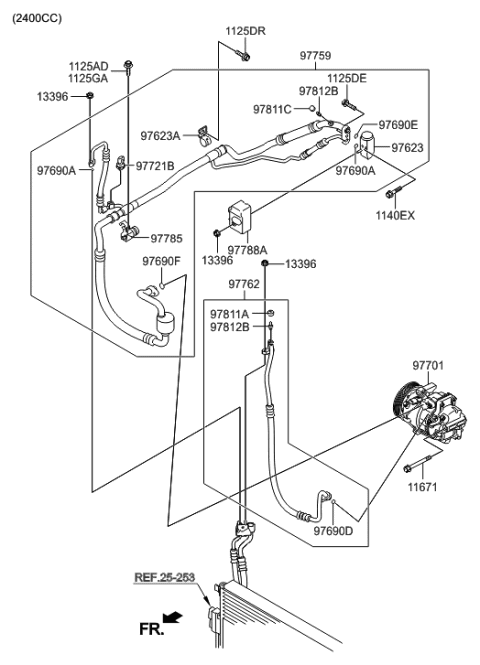 2014 Hyundai Santa Fe Sport Air conditioning System-Cooler Line Diagram 2