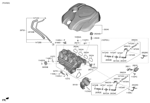 2015 Hyundai Santa Fe Sport Hose-PURGE Pipe Diagram for 28921-2G740