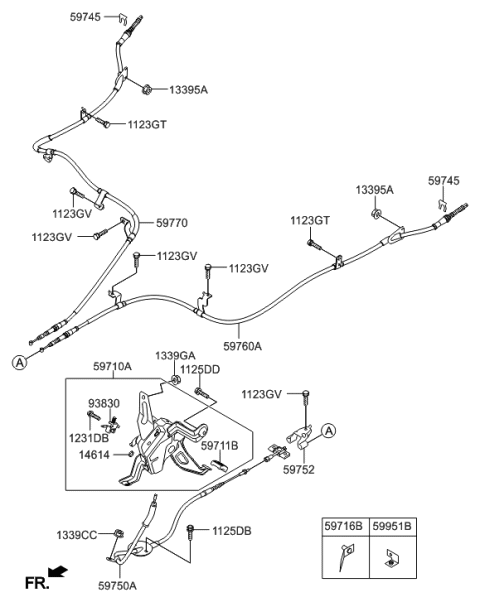 2014 Hyundai Santa Fe Sport Cable Assembly-Parking Brake,RH Diagram for 59770-4Z500